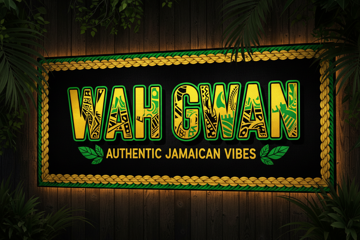 Big  wah gwan culture sign colour black green and gold